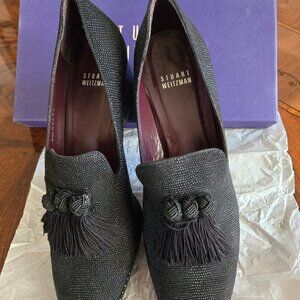 STUART WEITZMAN Razmataz Suede Block-Heel Tassel Loafer 7.5 M